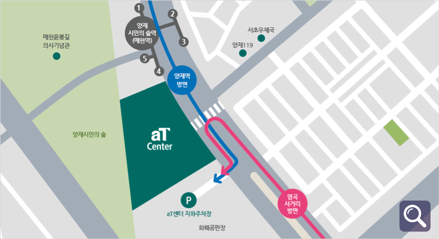 aT센터 주차장 진입 약도