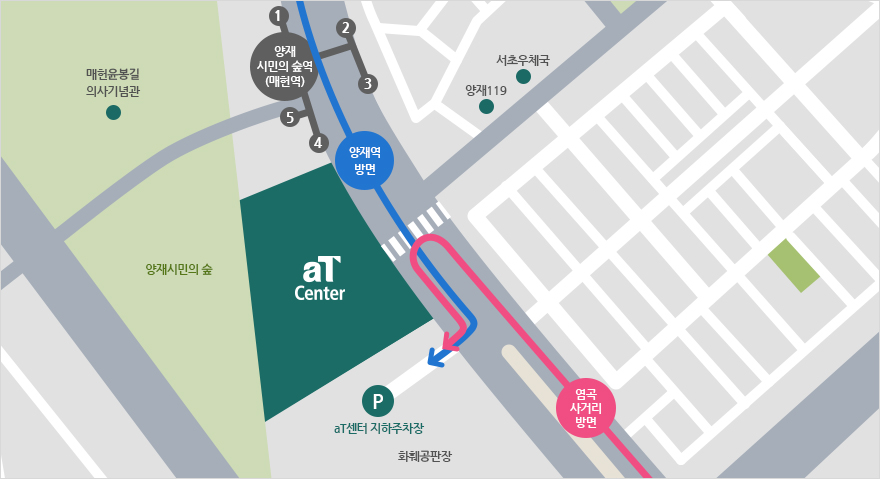 aT센터 주차장 진입 약도